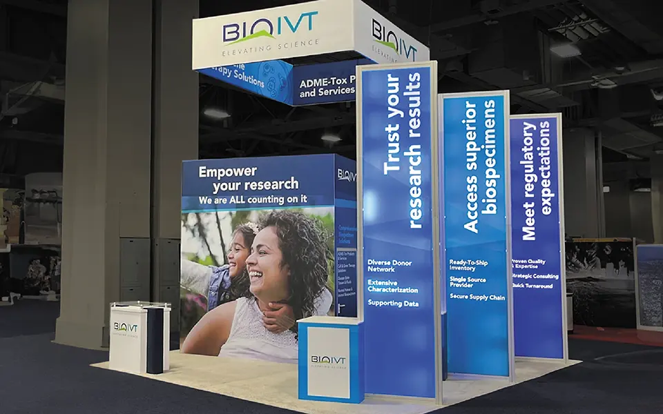 20×20 Custom Island Rental Exhibit for SOT | BioIVT