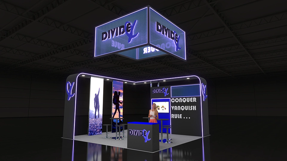 Sheer hanging sign for trade shows