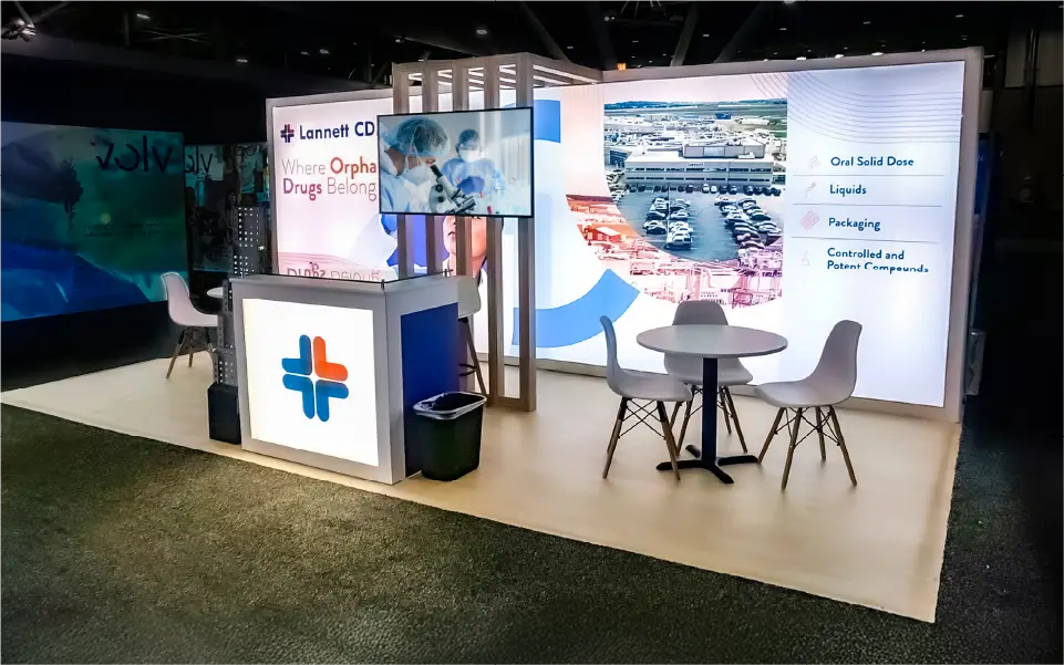 10x20 Rental Linear Booth with Lightbox | Lannette CDMO
